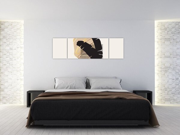 Obraz - Abstrakce s tropickými listy N⁰4 (170x50 cm)