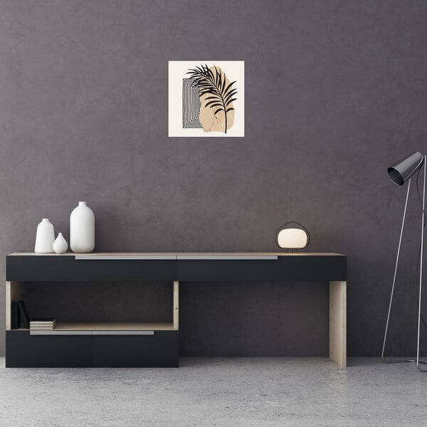 Obraz - Abstrakce s tropickými listy N⁰3 (30x30 cm)