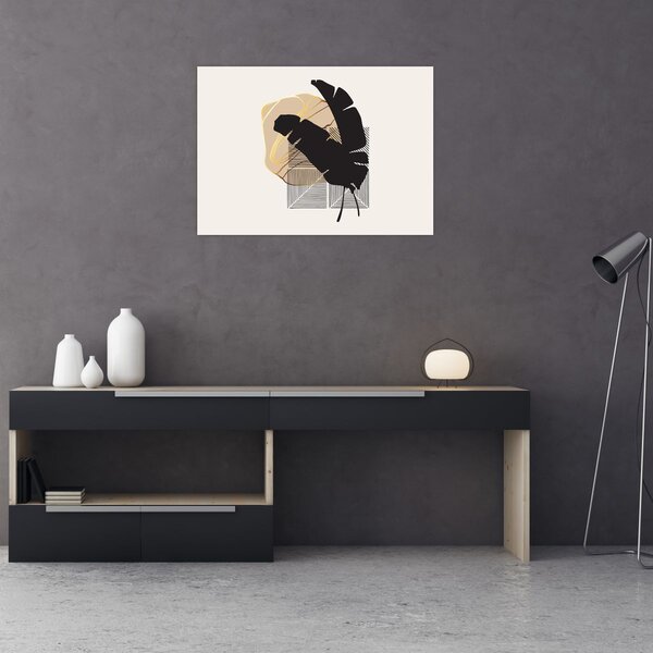 Obraz - Abstrakce s tropickými listy N⁰4 (70x50 cm)