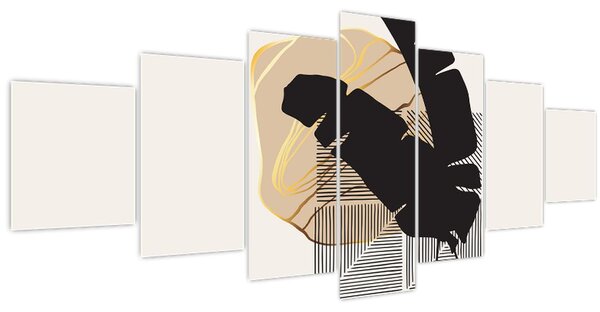 Obraz - Abstrakce s tropickými listy N⁰4 (210x100 cm)