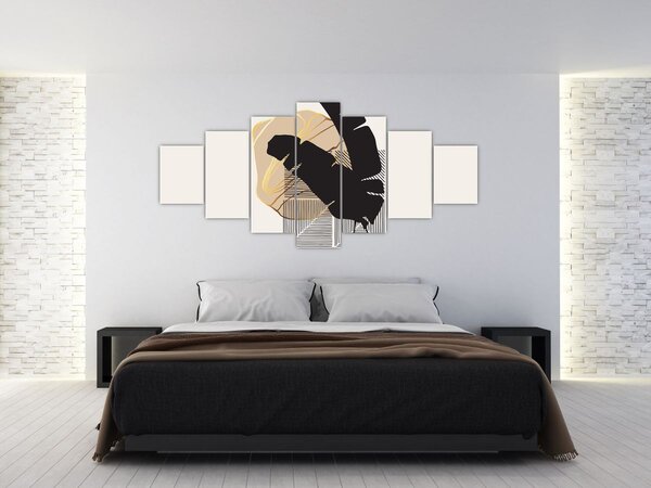 Obraz - Abstrakce s tropickými listy N⁰4 (210x100 cm)