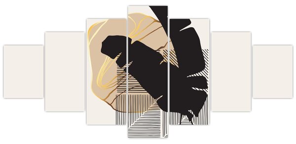 Obraz - Abstrakce s tropickými listy N⁰4 (210x100 cm)
