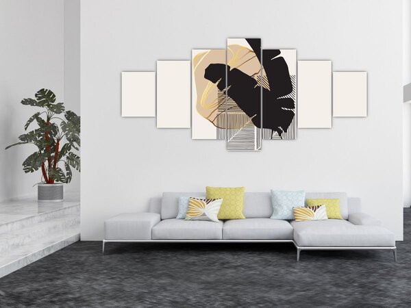 Obraz - Abstrakce s tropickými listy N⁰4 (210x100 cm)