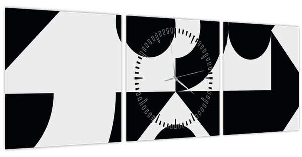 Obraz - Geometrická abstrakce N⁰1 (s hodinami) (90x30 cm)