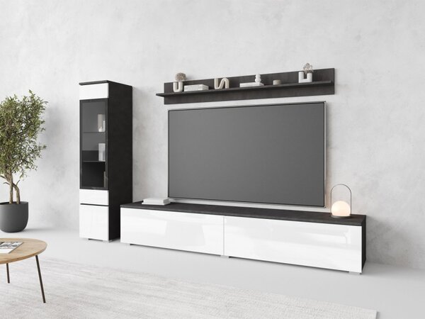 Nábytek do obývacího pokoje Sawoti I, Barva: matera / bílý lesk, Osvětlení: bez osvětlení 5903211366505
