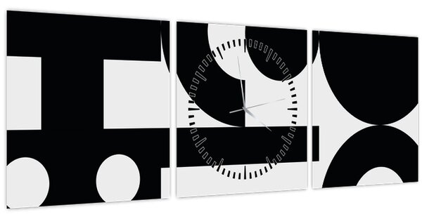 Obraz - Geometrická abstrakce N⁰3 (s hodinami) (90x30 cm)