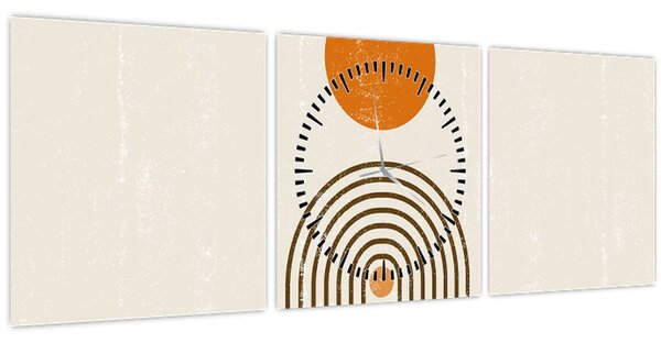 Obraz - Hnědé oblouky (s hodinami) (90x30 cm)