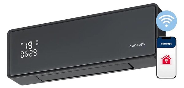 Concept QH4100 - Elektrické topení 1000/2000W Wi-Fi IP22 šedá + dálkové ovládání