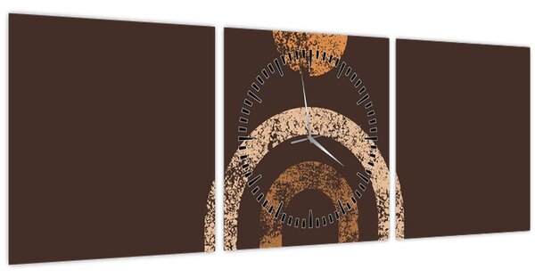 Obraz - Oranžové oblouky N⁰1 (s hodinami) (90x30 cm)