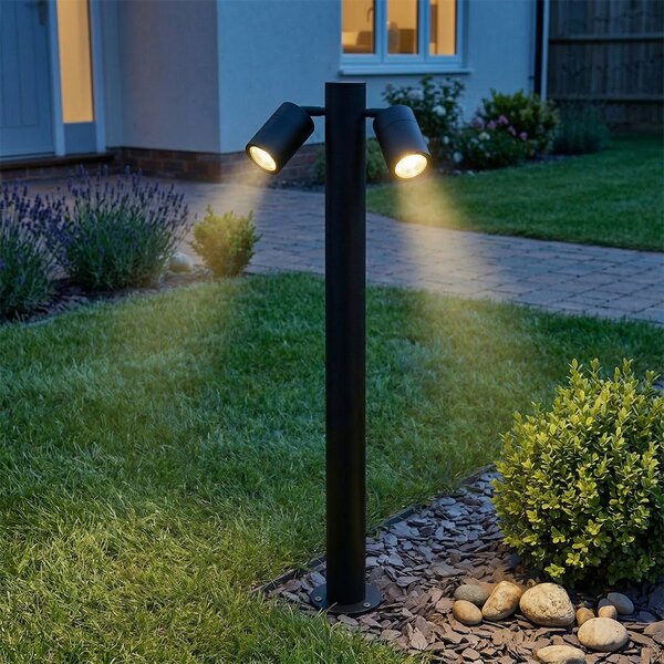 Stojací venkovní lampa černá 80 cm IP44 nastavitelná 2-světlo - Duo