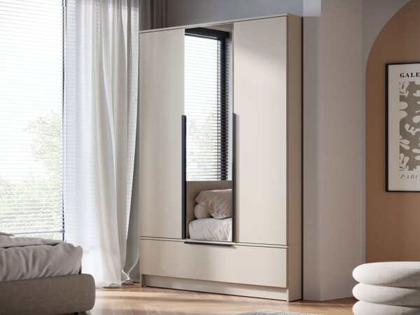 Třídveřová skříň se zrcadlem Aroksi 3D, Barva: bílá 5903211517211