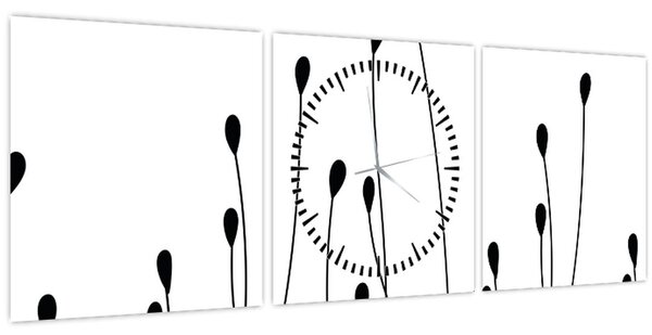 Obraz - Grafická louka N⁰1 (s hodinami) (90x30 cm)