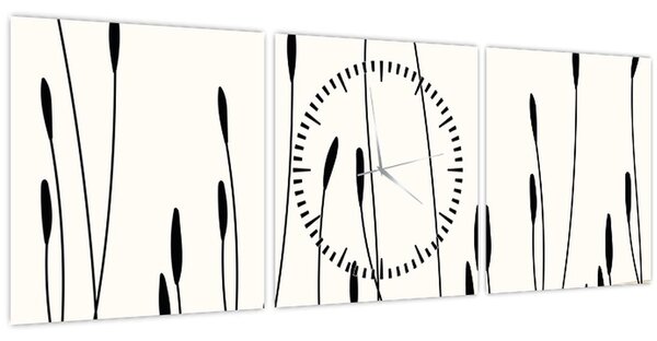 Obraz - Grafická louka N⁰3 (s hodinami) (90x30 cm)