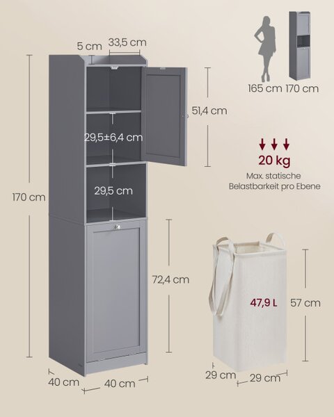 Koupelnová skříňka s košem na prádlo BBC761G02