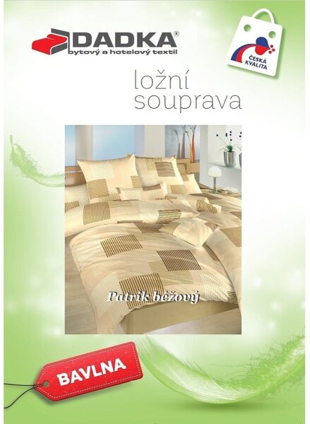 DADKA Bavlněné povlečení Patrik béžové 140x200, 70x90 cm