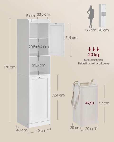 Koupelnová skříňka s košem na prádlo BBC761W01
