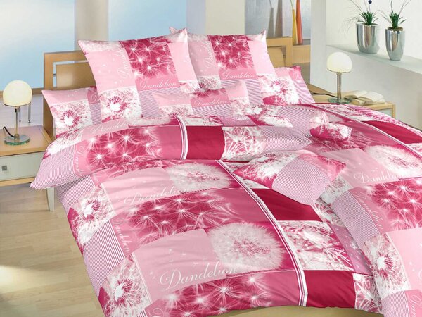 DADKA Bavlněné povlečení Pampelišky 3D vínové 140x200, 70x90 cm