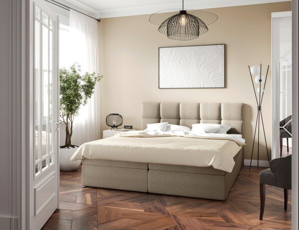 AMERICKÁ POSTEL, 140/200 cm, béžová MID.YOU - Postele s úložným prostorem, Online Only