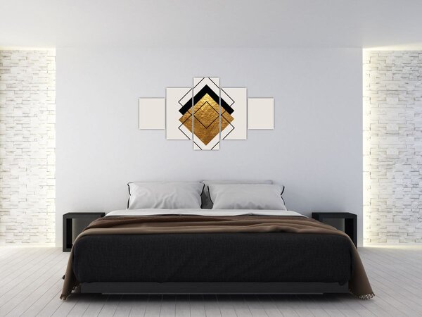 Obraz - Abstrakce zlatá a bílá N⁰1 (125x70 cm)