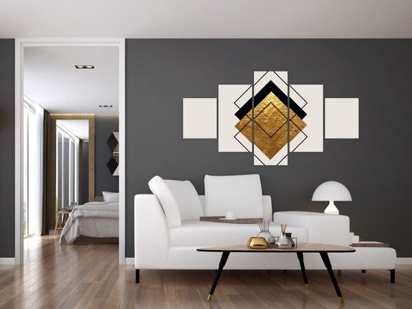 Obraz - Abstrakce zlatá a bílá N⁰1 (125x70 cm)