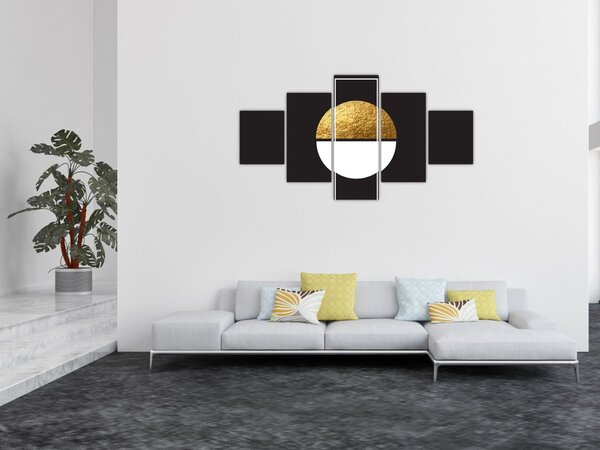Obraz - Abstrakce zlatá a černá N⁰1 (125x70 cm)