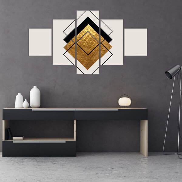 Obraz - Abstrakce zlatá a bílá N⁰1 (125x70 cm)