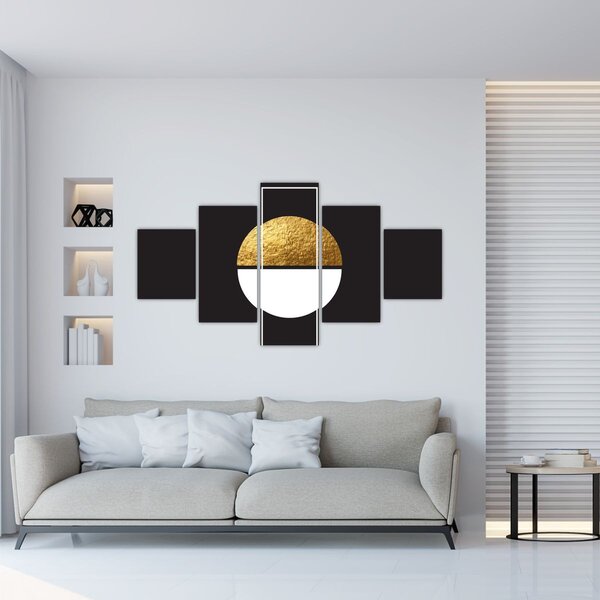 Obraz - Abstrakce zlatá a černá N⁰1 (125x70 cm)