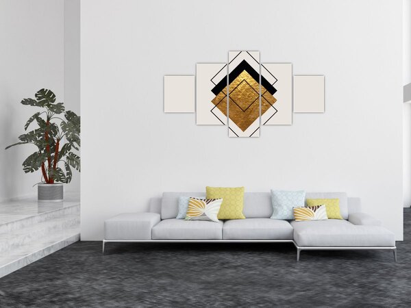 Obraz - Abstrakce zlatá a bílá N⁰1 (125x70 cm)