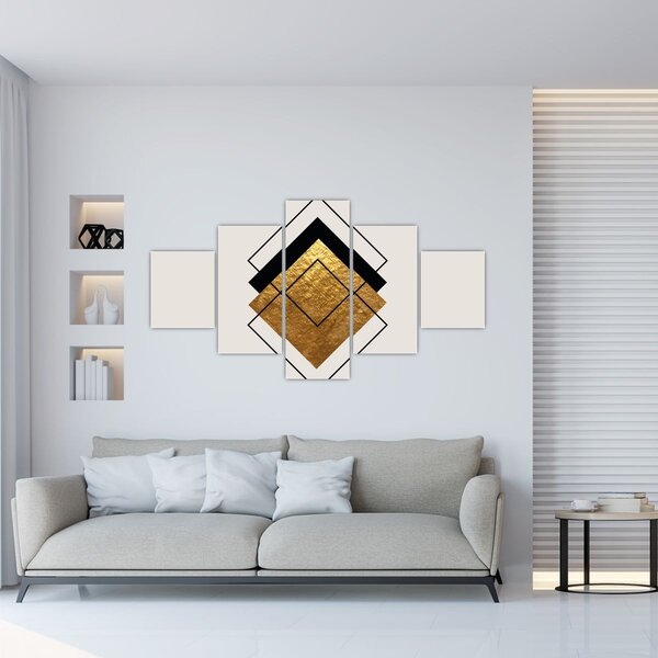 Obraz - Abstrakce zlatá a bílá N⁰1 (125x70 cm)