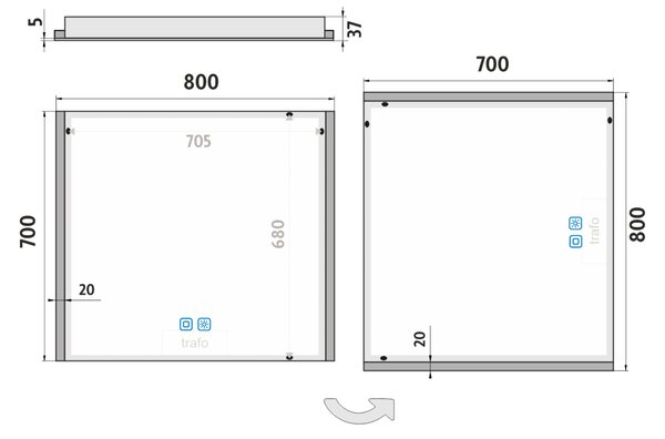 Nimco zrcadlo do koupelny s LED osvětlením 80 x 70, stmívač ZP 11003VX