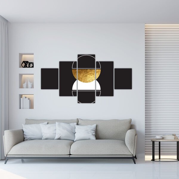 Obraz - Abstrakce zlatá a černá N⁰2 (125x70 cm)