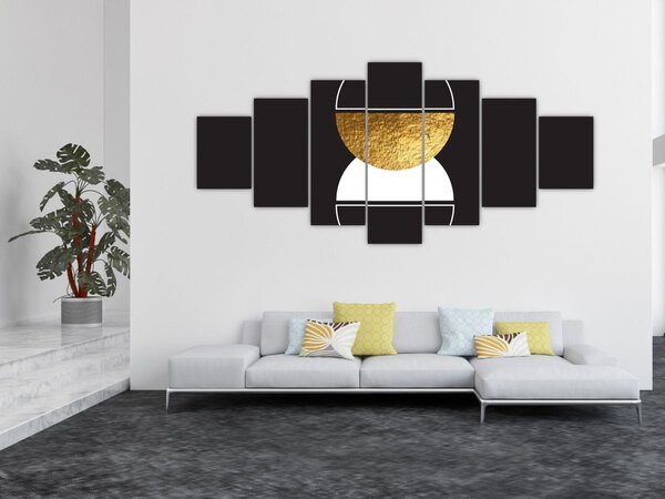 Obraz - Abstrakce zlatá a černá N⁰2 (210x100 cm)