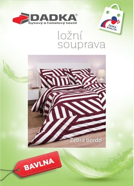 DADKA Bavlněné povlečení Zebra bordó 140x200, 70x90 cm