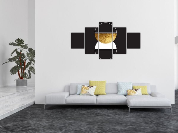 Obraz - Abstrakce zlatá a černá N⁰2 (125x70 cm)