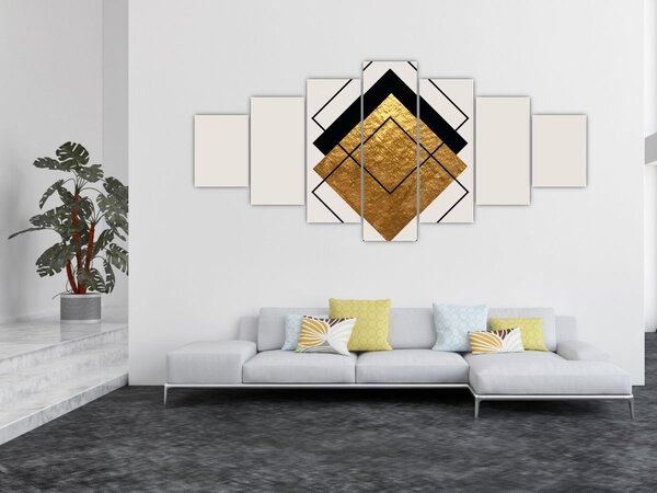 Obraz - Abstrakce zlatá a bílá N⁰1 (210x100 cm)