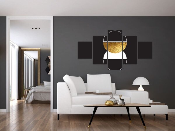 Obraz - Abstrakce zlatá a černá N⁰2 (125x70 cm)