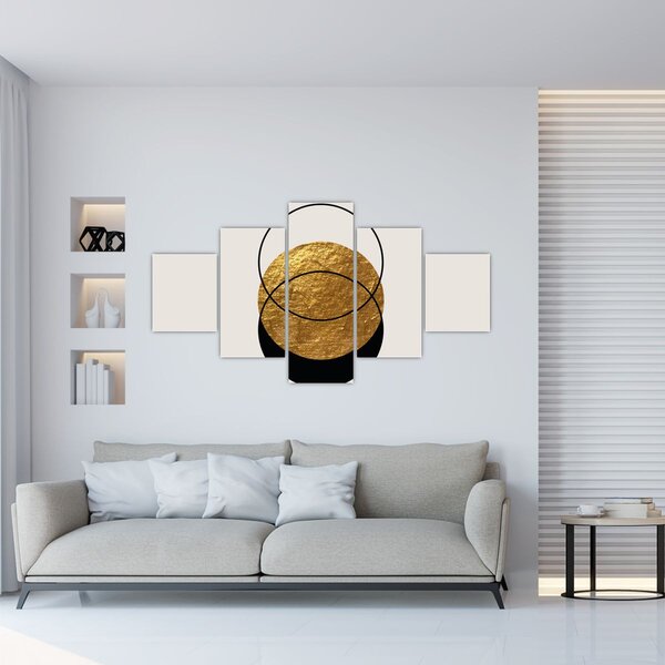 Obraz - Abstrakce zlatá a bílá N⁰2 (125x70 cm)