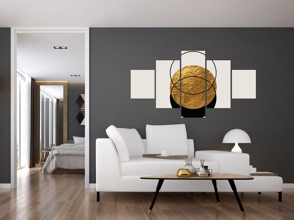 Obraz - Abstrakce zlatá a bílá N⁰2 (125x70 cm)