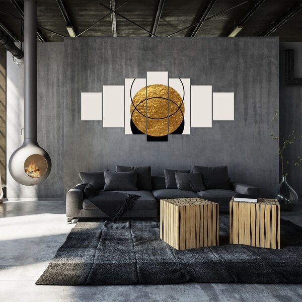 Obraz - Abstrakce zlatá a bílá N⁰2 (210x100 cm)