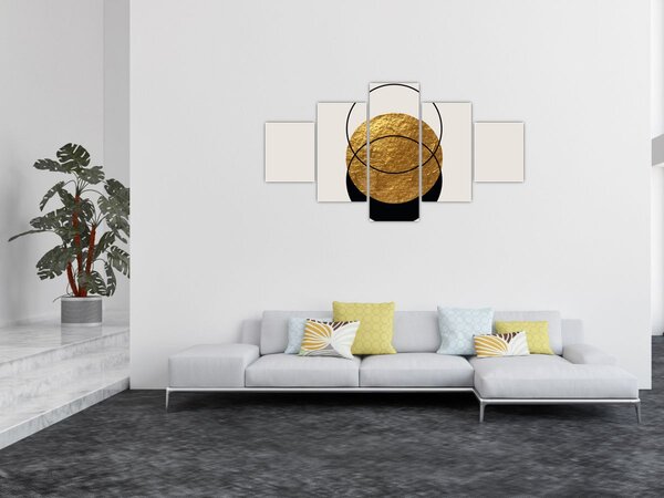 Obraz - Abstrakce zlatá a bílá N⁰2 (125x70 cm)