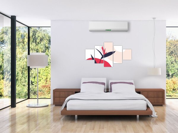 Obraz - Růžová florální abstrakce N⁰1 (125x70 cm)