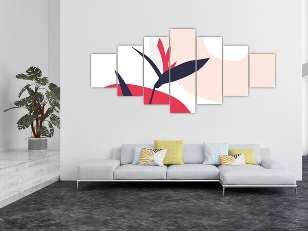 Obraz - Růžová florální abstrakce N⁰1 (210x100 cm)