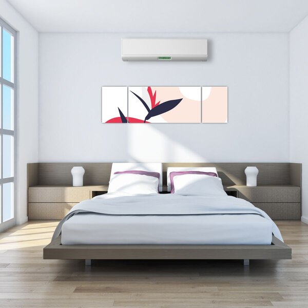 Obraz - Růžová florální abstrakce N⁰1 (170x50 cm)