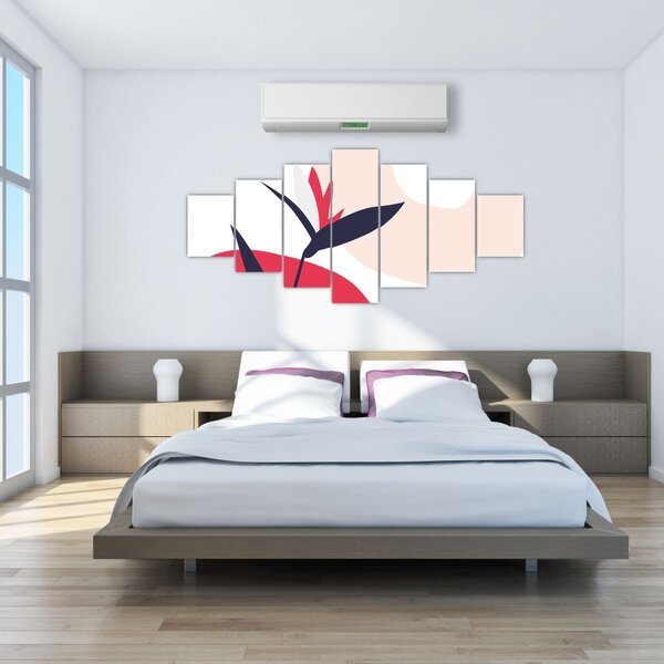 Obraz - Růžová florální abstrakce N⁰1 (210x100 cm)