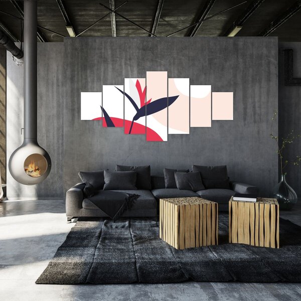 Obraz - Růžová florální abstrakce N⁰1 (210x100 cm)