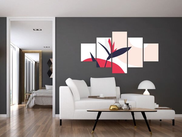 Obraz - Růžová florální abstrakce N⁰1 (125x70 cm)