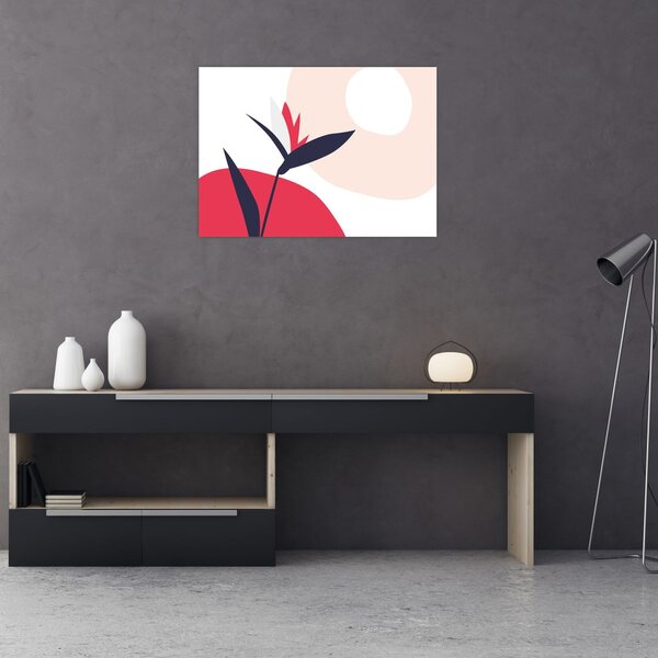 Obraz - Růžová florální abstrakce N⁰1 (70x50 cm)