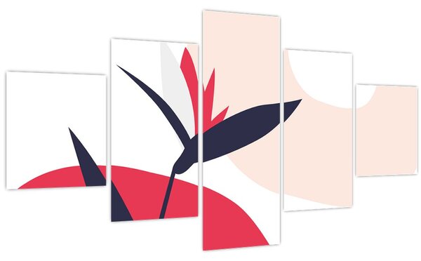 Obraz - Růžová florální abstrakce N⁰1 (125x70 cm)
