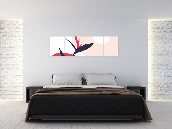 Obraz - Růžová florální abstrakce N⁰1 (170x50 cm)