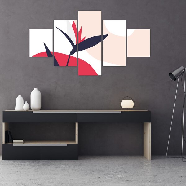 Obraz - Růžová florální abstrakce N⁰1 (125x70 cm)